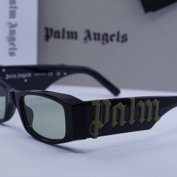 Palm Angels PERI007 ANGEL 1055 Rectangle Sunglasses - Black/Green - Picture 4 of 11